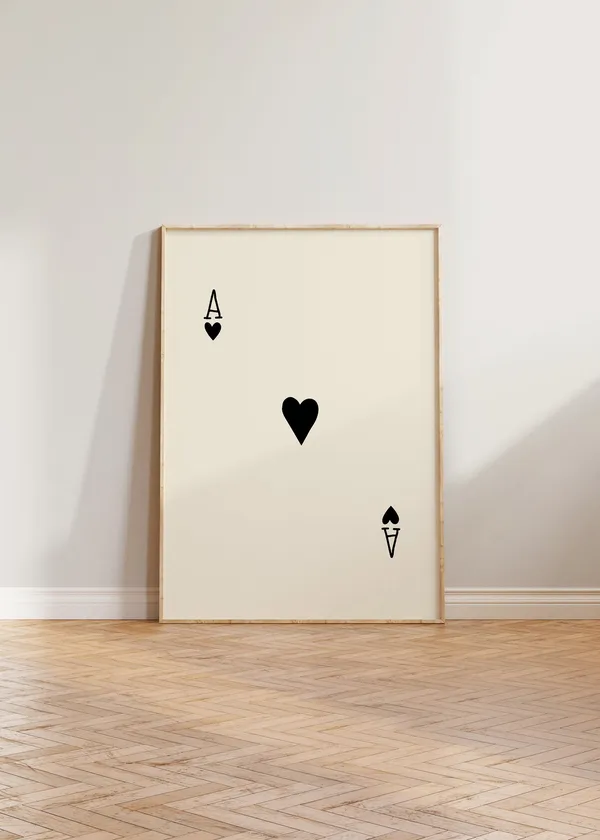 Ace Of Hearts Poster Print, Eclectic Neutral Decor