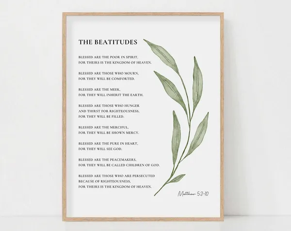 Beatitudes Matthew 5:3-10 Watercolor Scripture Art Print
