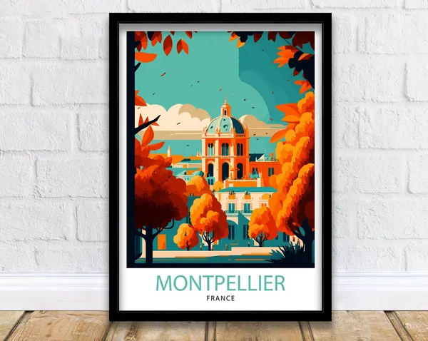 Montpellier France Travel Poster, European Wall Art