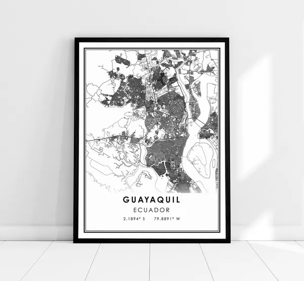 Guayaquil Ecuador Map Poster, Travel Poster