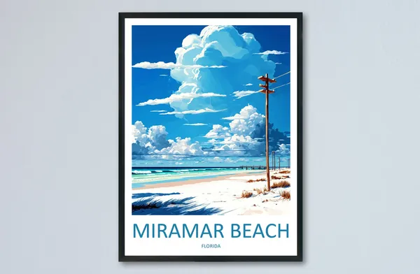 Miramar Beach Travel Poster, Florida Wall Art