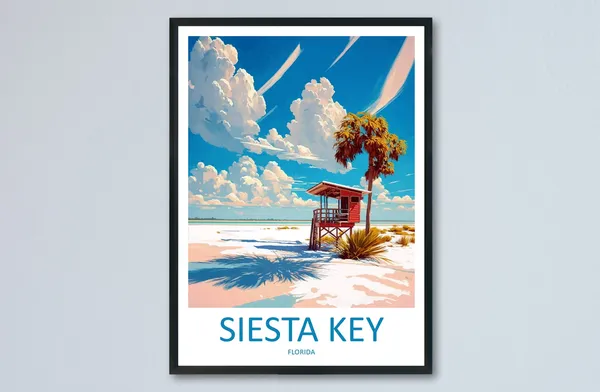 Siesta Key Florida Travel Poster, Beach Getaway