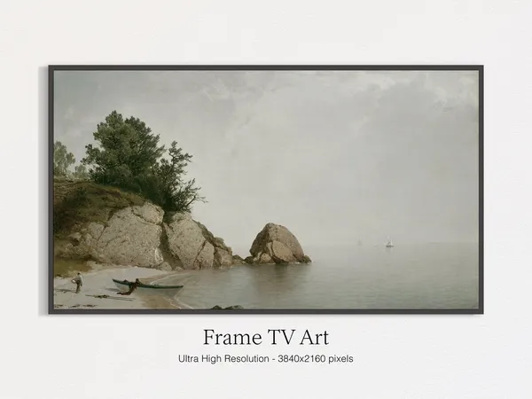 Lake Landscape Painting Art Print, Nature Decor