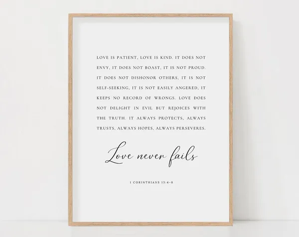 1 Corinthians 13:4-8 Love Scripture Art Print
