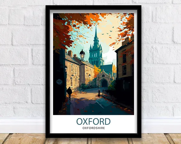 Oxford England Illustration Travel Poster