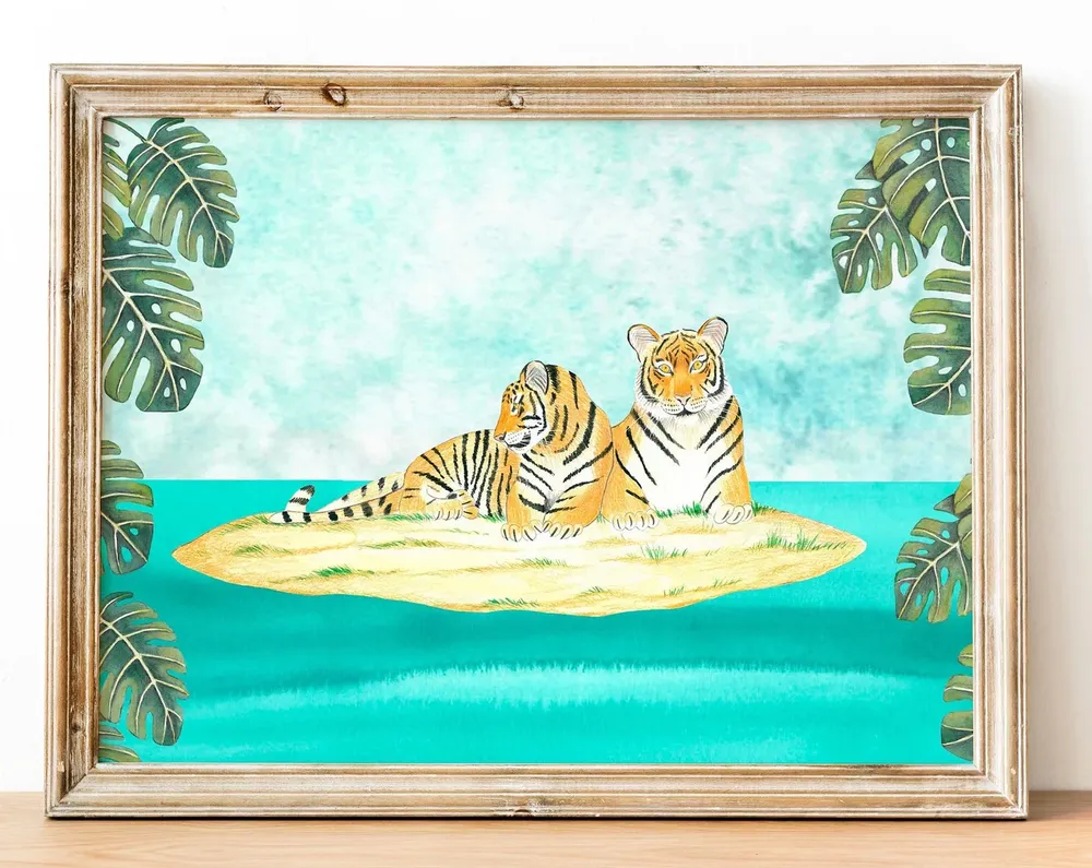 Tropical Tiger Jungle Illustration Art Print
