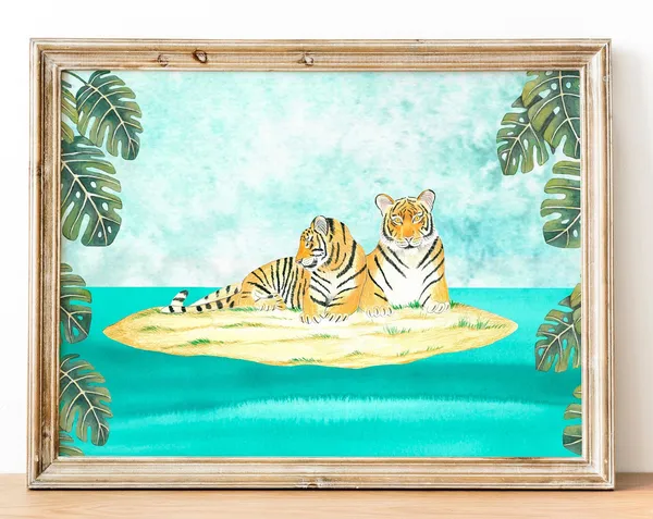 Tropical Tiger Jungle Illustration Art Print