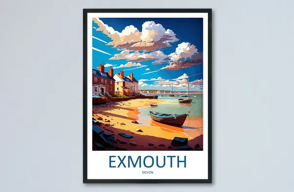 Exmouth Travel Poster, England Wall Art