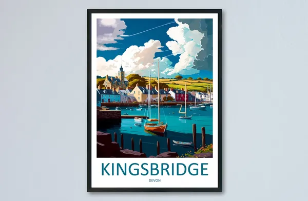 Kingsbridge Travel Poster, England Place Print