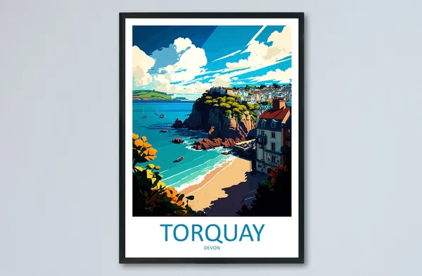 Torquay Travel Poster, England Wall Art