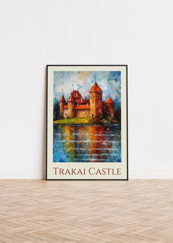 Trakai Castle Lithuania Poster, Painted Travel Art