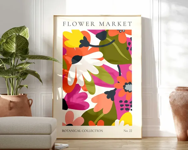 Bold Flower Market Print, Modern Abstract Floral Art