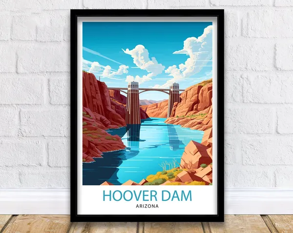Hoover Dam Arizona Travel Poster, Wall Art Print