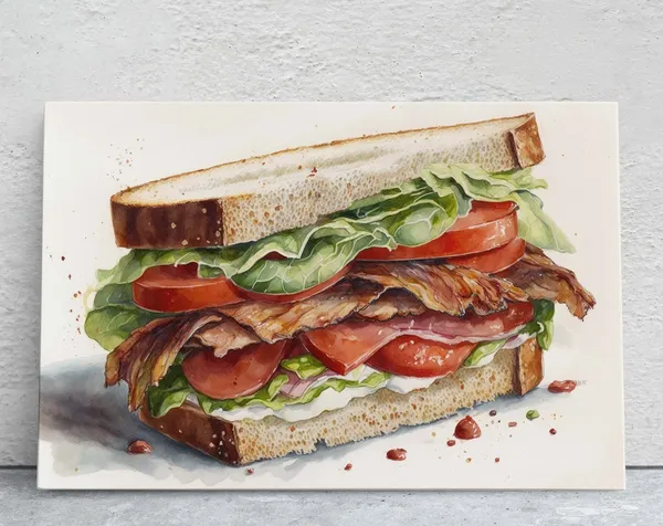 Watercolor BLT Sandwich Kitchen Wall Art Print
