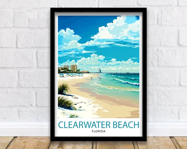 Clearwater Beach Florida Travel Poster, Home Decor