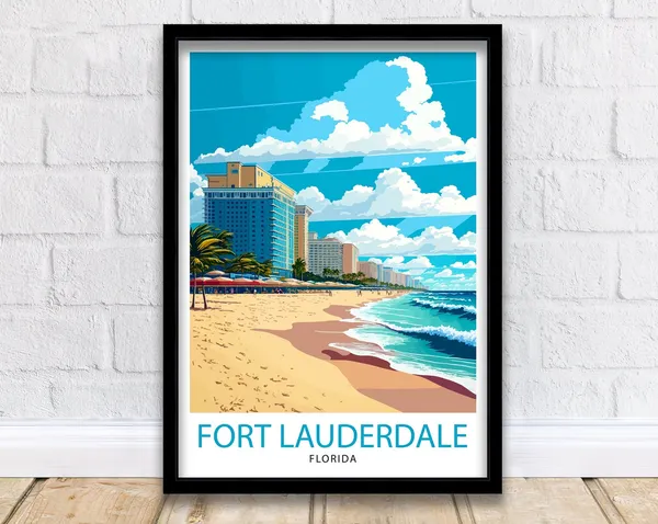 Fort Lauderdale Travel Poster, Florida Beach Decor
