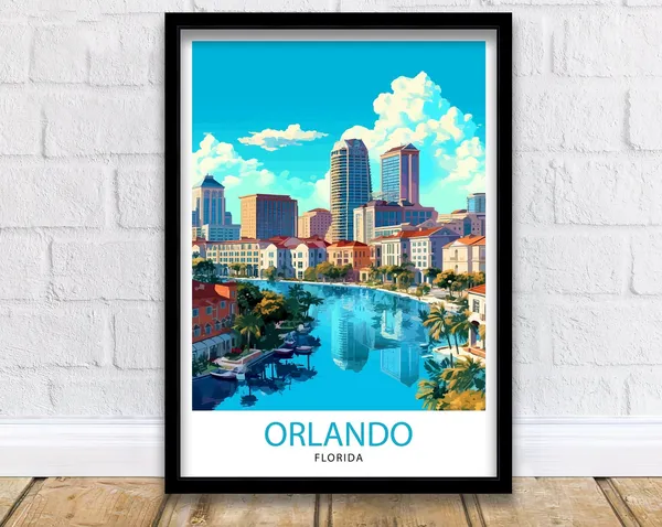 Orlando Florida Travel Poster, Home Living Decor