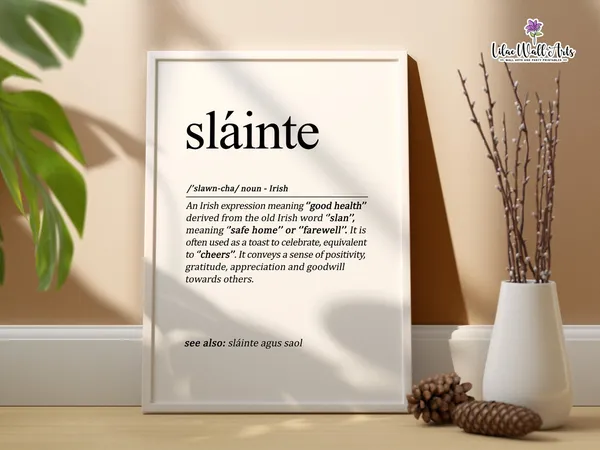Slainte Definition Art Print, Irish Pub Decor