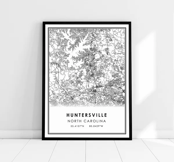 Huntersville North Carolina Map Art Print