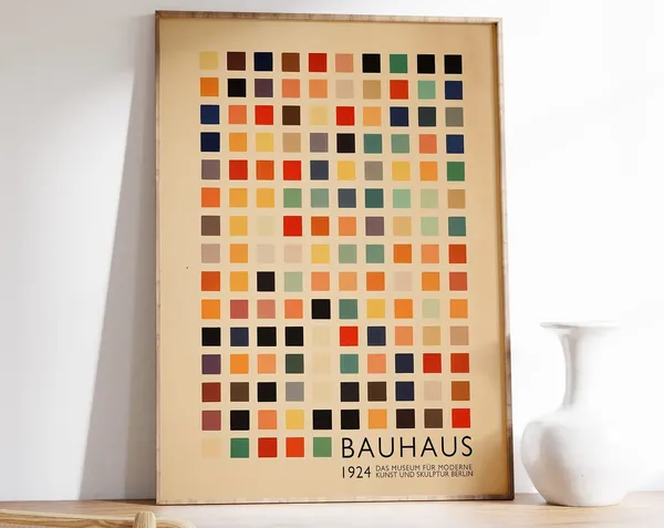 Retro Bauhaus Poster, Modernist Geometric Art Print