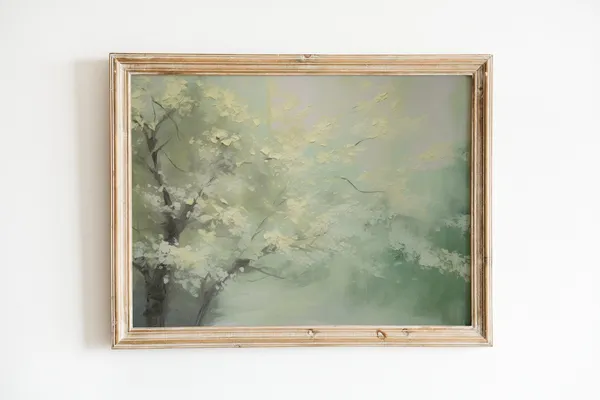 Green Antique Oil Painting Poster Print, Vintage