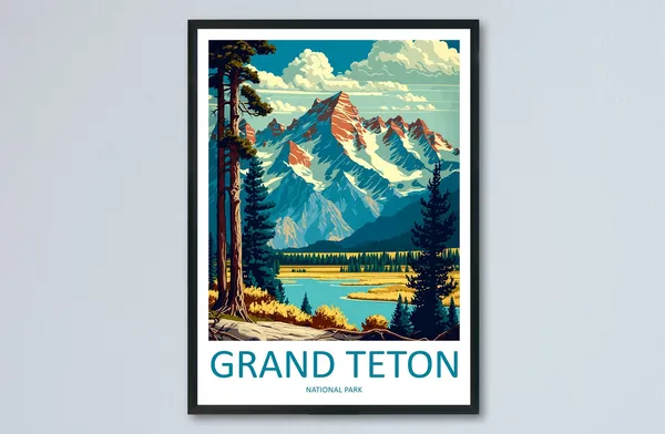 Grand Teton National Park Travel Poster, National Park