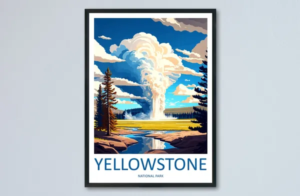 Yellowstone National Park Travel Poster, Wall Art Print