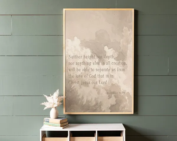 Romans 8 Scripture Wall Art, Vintage Cloud Print