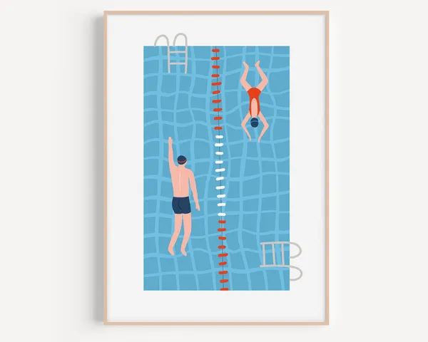 Retro Swimming Pool Print, Vintage Sport Poster