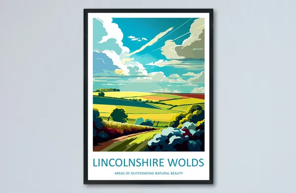 Lincolnshire Wolds Travel Poster, Travel Art Print