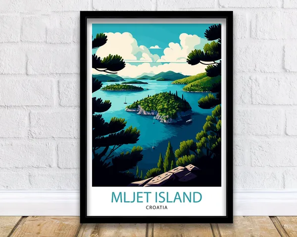 Mljet Croatia Travel Poster, Europe Wall Art