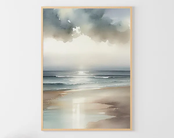 Ocean Beach Watercolor Seascape Landscape Art Print