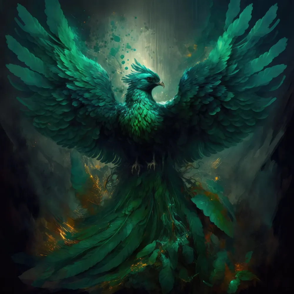 Green Phoenix Fantasy Art Print