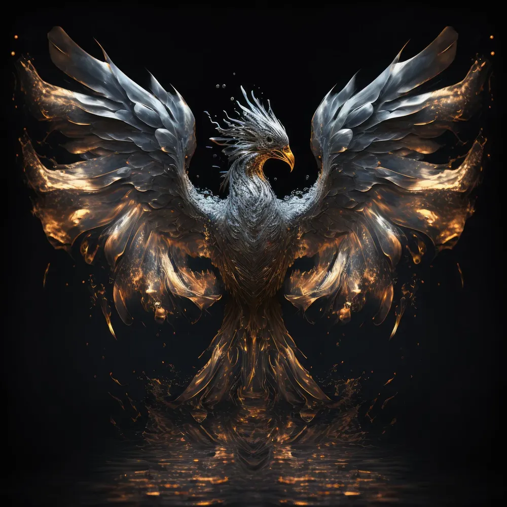 Molten Silver Phoenix Fantasy Art Poster