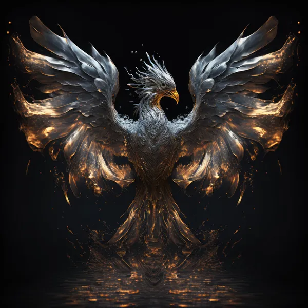 Molten Silver Phoenix Fantasy Art Poster