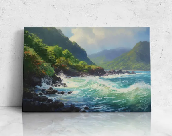Hana Hawaii Coast Modern Oil Painting Art Print