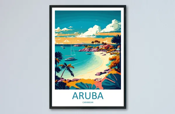 Aruba Travel Poster, Caribbean Wall Art