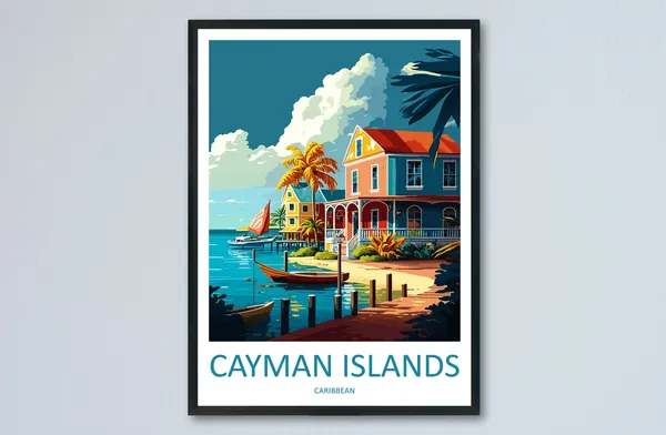 Cayman Islands Travel Print, Caribbean Wall Art