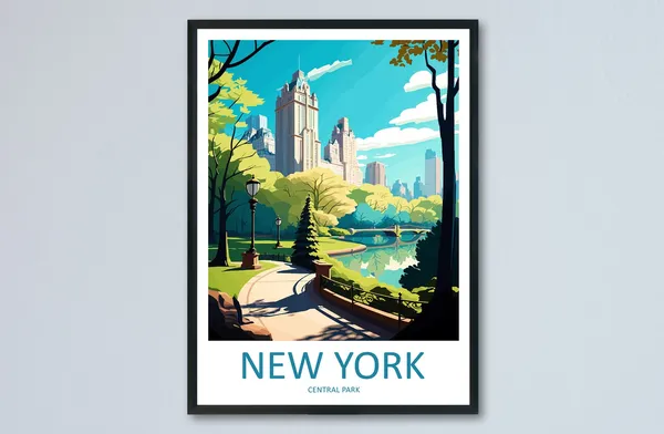 Central Park New York Travel Poster, USA
