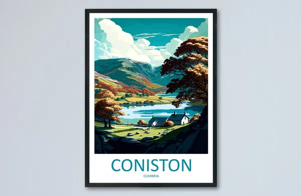 Coniston Travel Poster, Place-Inspired Wall Art