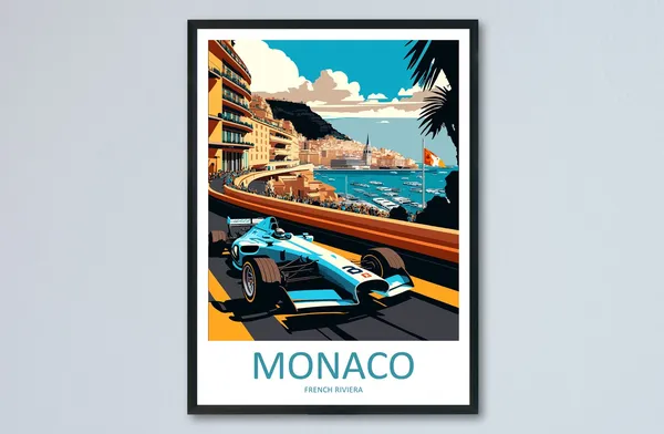 Monaco Travel Poster, Europe Wall Art Print