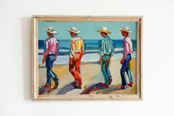 Preppy Western Coastal Cowboy Retro 1970s Print