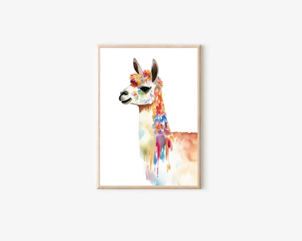Llama and Alpaca Watercolor Boho Animal Print - Image 4