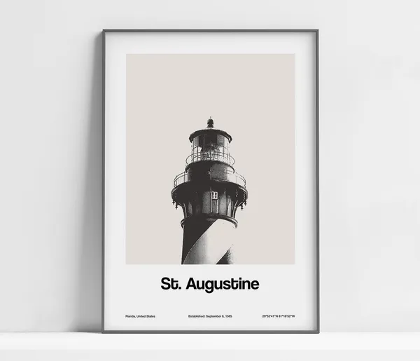 St Augustine Lighthouse Station Minimalist Art Print
