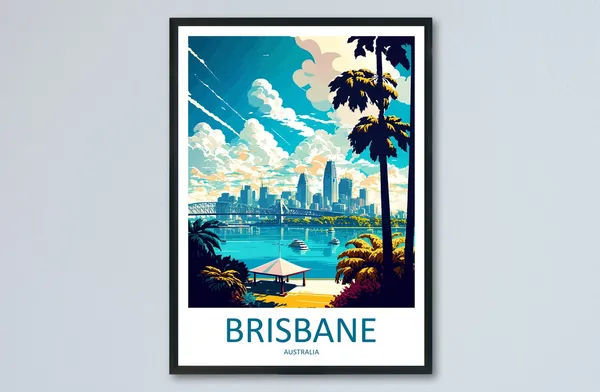 Brisbane Travel Poster, Australia Wall Art Print