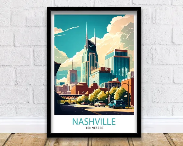 Nashville Travel Poster, Tennessee Travel Print