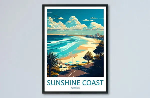 Sunshine Coast Travel Poster, Australia Travel Art
