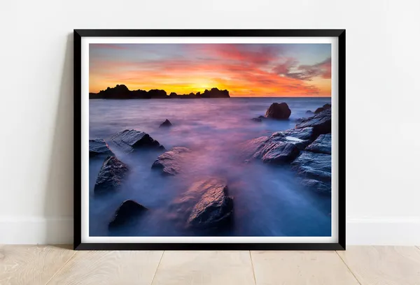 Port Soif Bay, Guernsey Sunset Landscape Art Print