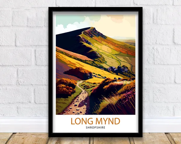 Long Mynd Travel Poster, Landscape Art Print