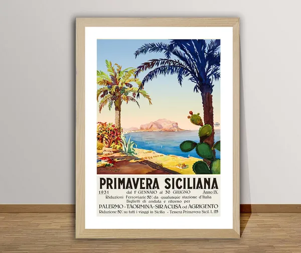 Primavera Siciliana Italy Vintage Travel Poster